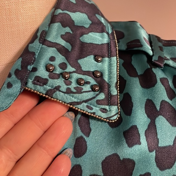 CUSTO BARCELONA designer VINTAGE / Rare PANTHER jade Chittagong print button XS - Picture 8 of 17